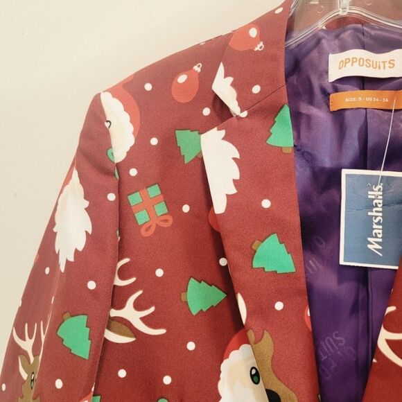 Opposuit Reindeer Santa Claus Holiday Ugly Christmas Blazer Size Small Size 36 - Picture 3 of 8